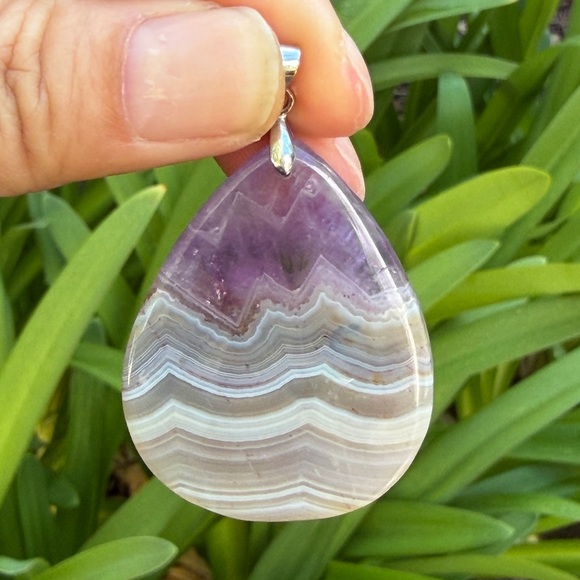 Sterling silver‎ 925 stamped Aurora agate amethyst pendant 0344 - Picture 4 of 6